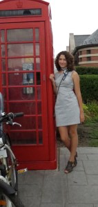 Dress, Macy's, $50; Bag, Coach, $150; Scarf, gift; Shoes, Payless, $25