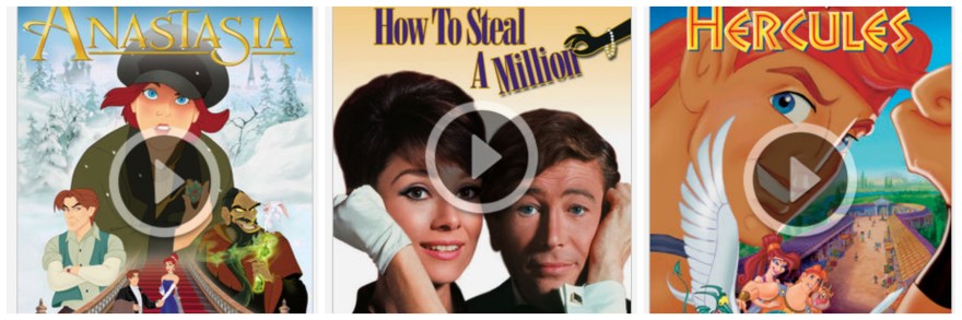 My favorite movies consisted of ones I hadn't watched in a while: Anastasia, How To Steal A Million, and Hercules.